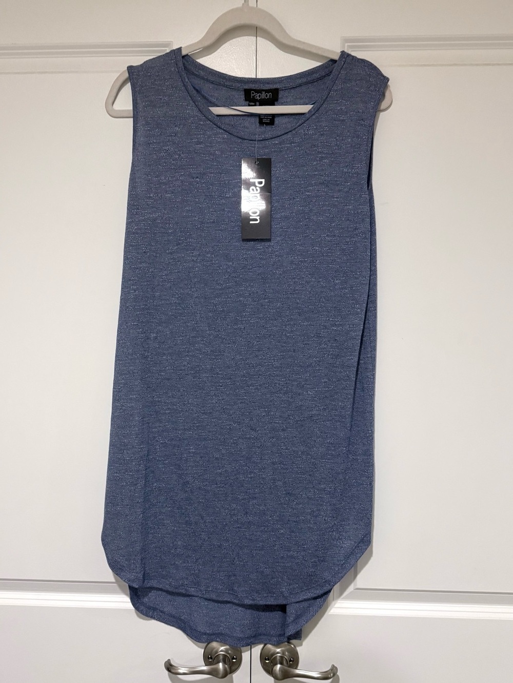 Papillon Blanc Sleeveless Crewneck Tank in Heather  Blue
